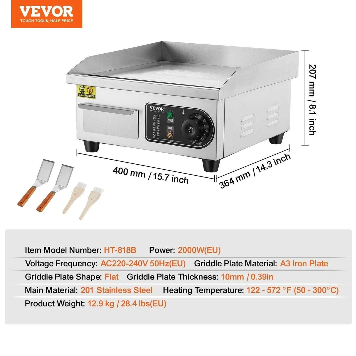 Electric Countertop Griddle 1600W/3200W Flat Top Teppanyaki Grill-18 inch / China Mainland