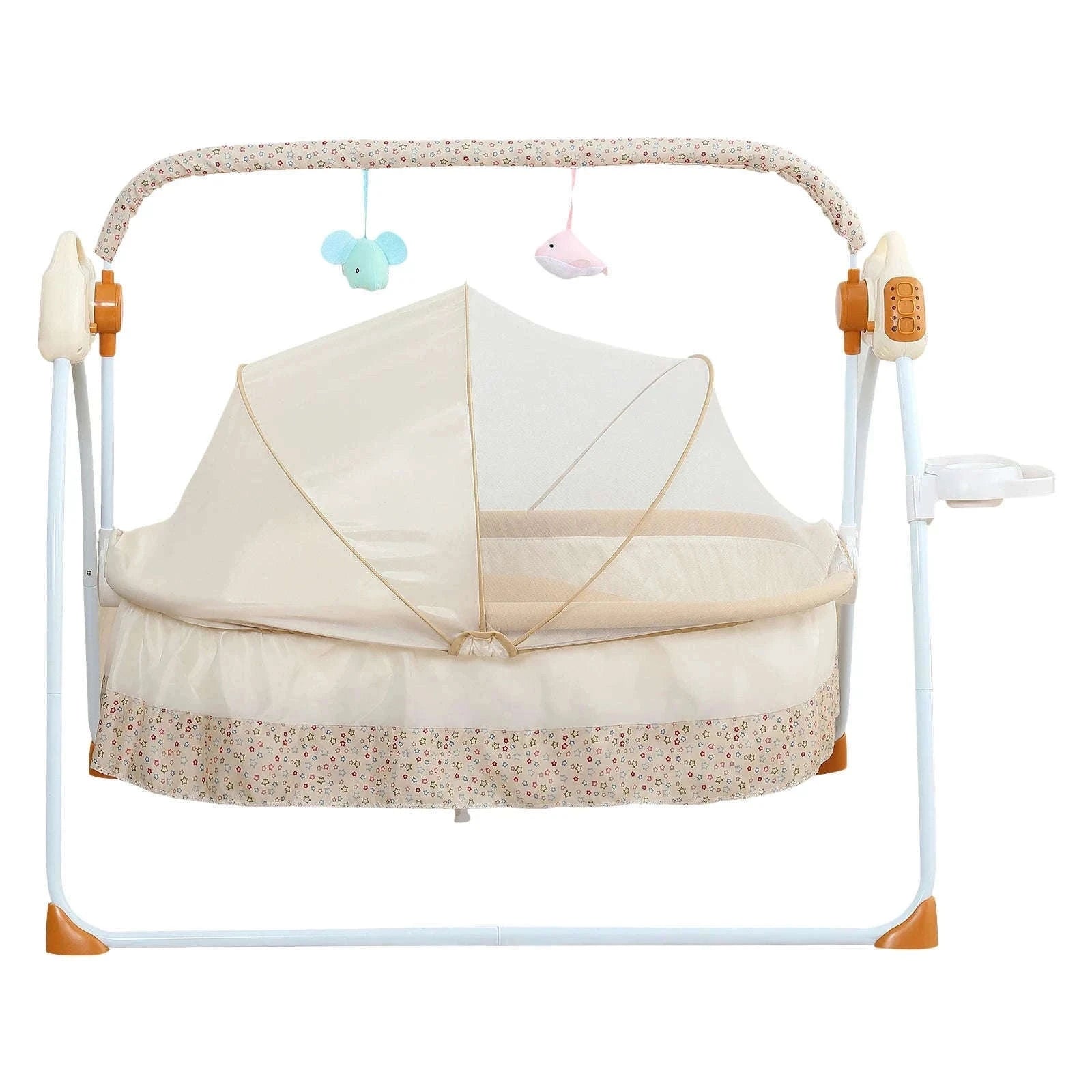 Electric Cradle Foldable Electric Baby Cradle w/ Music Dual Control, Mosquito Net & Swing, 5-Level Adjustable Rocking Bassinet-Dark Khaki / Germany