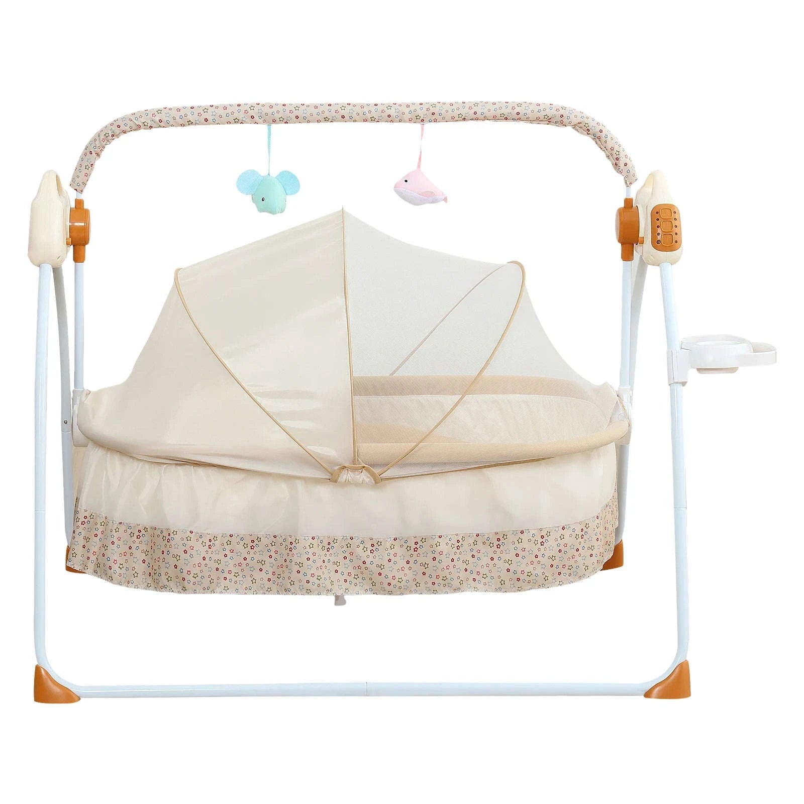 Electric Cradle Foldable Electric Baby Cradle w/ Music Dual Control, Mosquito Net & Swing, 5-Level Adjustable Rocking Bassinet-Dark Khaki / Germany