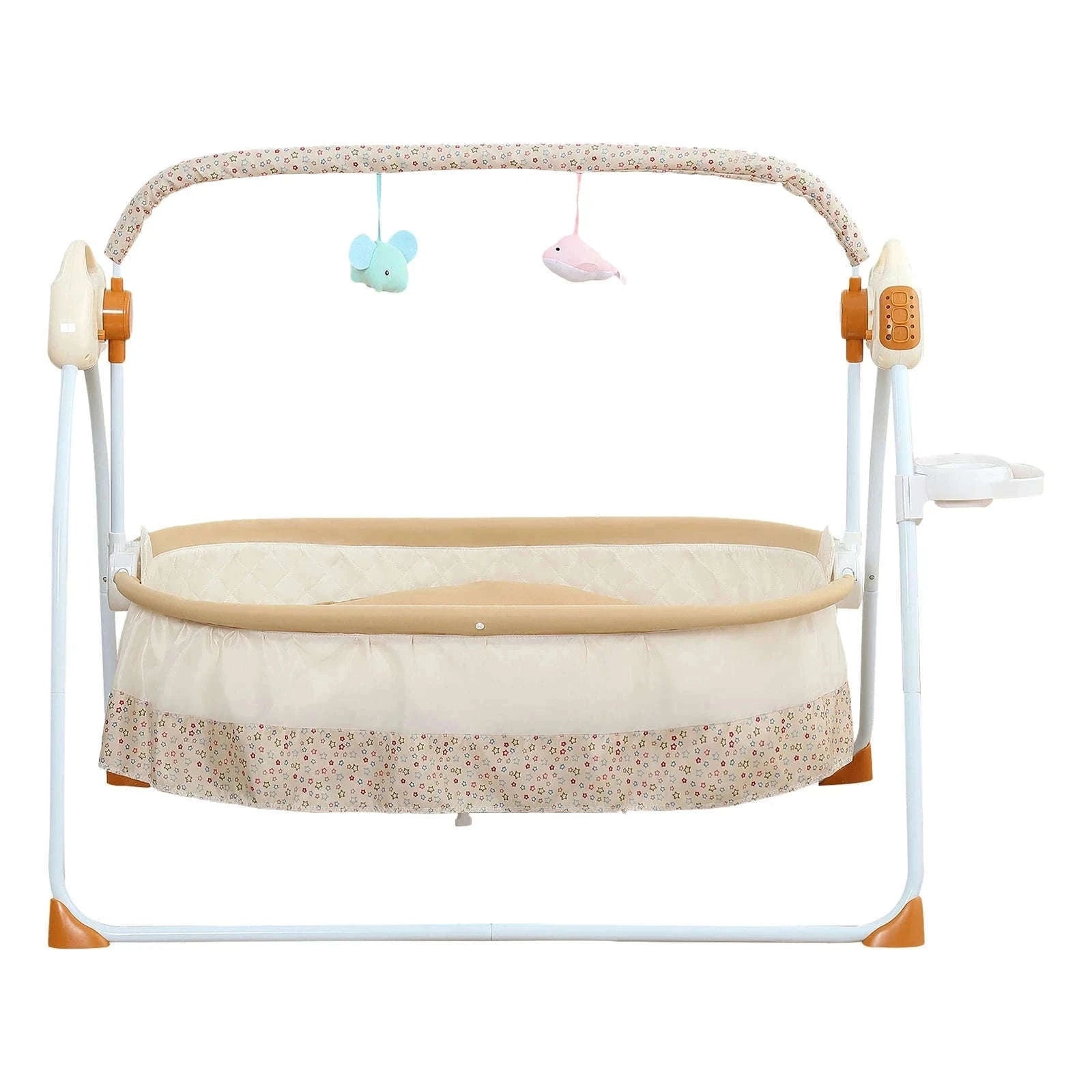 Electric Cradle Foldable Electric Baby Cradle w/ Music Dual Control, Mosquito Net & Swing, 5-Level Adjustable Rocking Bassinet-Dark Khaki / Germany