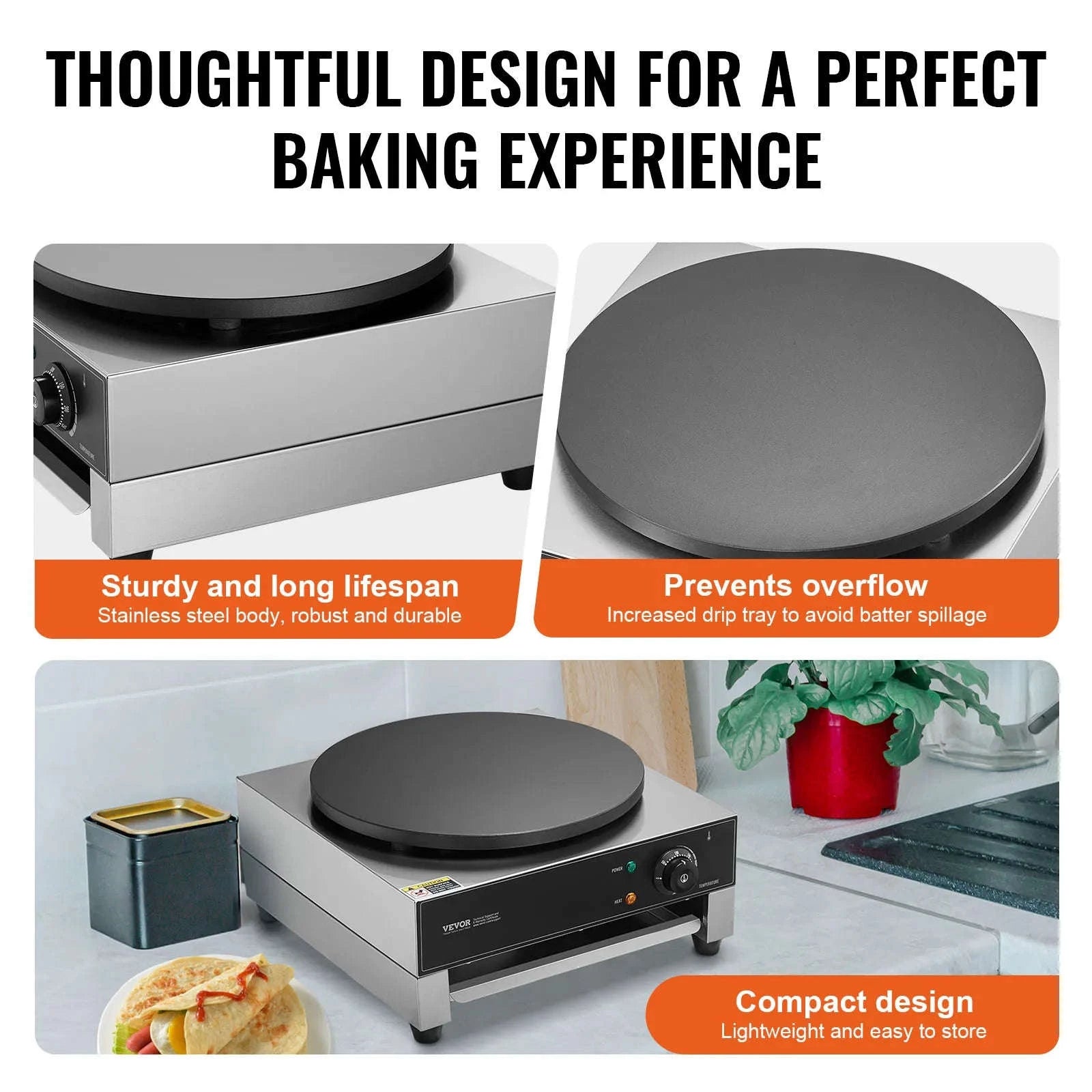 Electric Crepe Maker 16 Inch Commercial Flat Plate Griddle-17 x 18inch / Canada