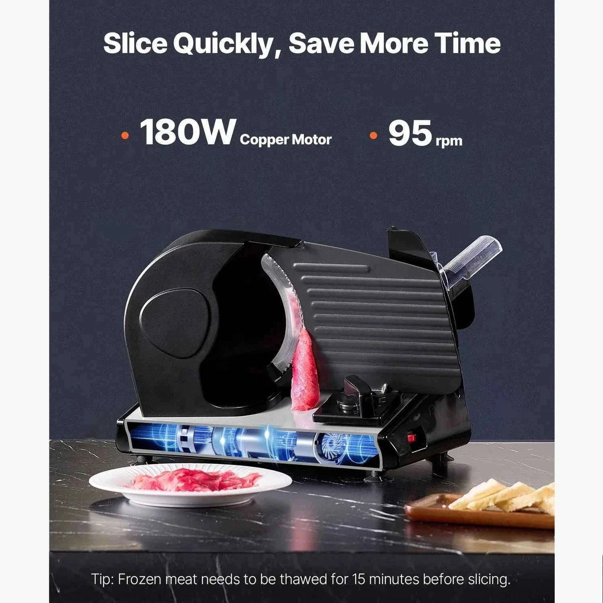 Electric Deli Food Slicer with 2 Stainless Steel Blades for Meat, Cheese and Bread-7.5 inch 0-15 mm / Poland