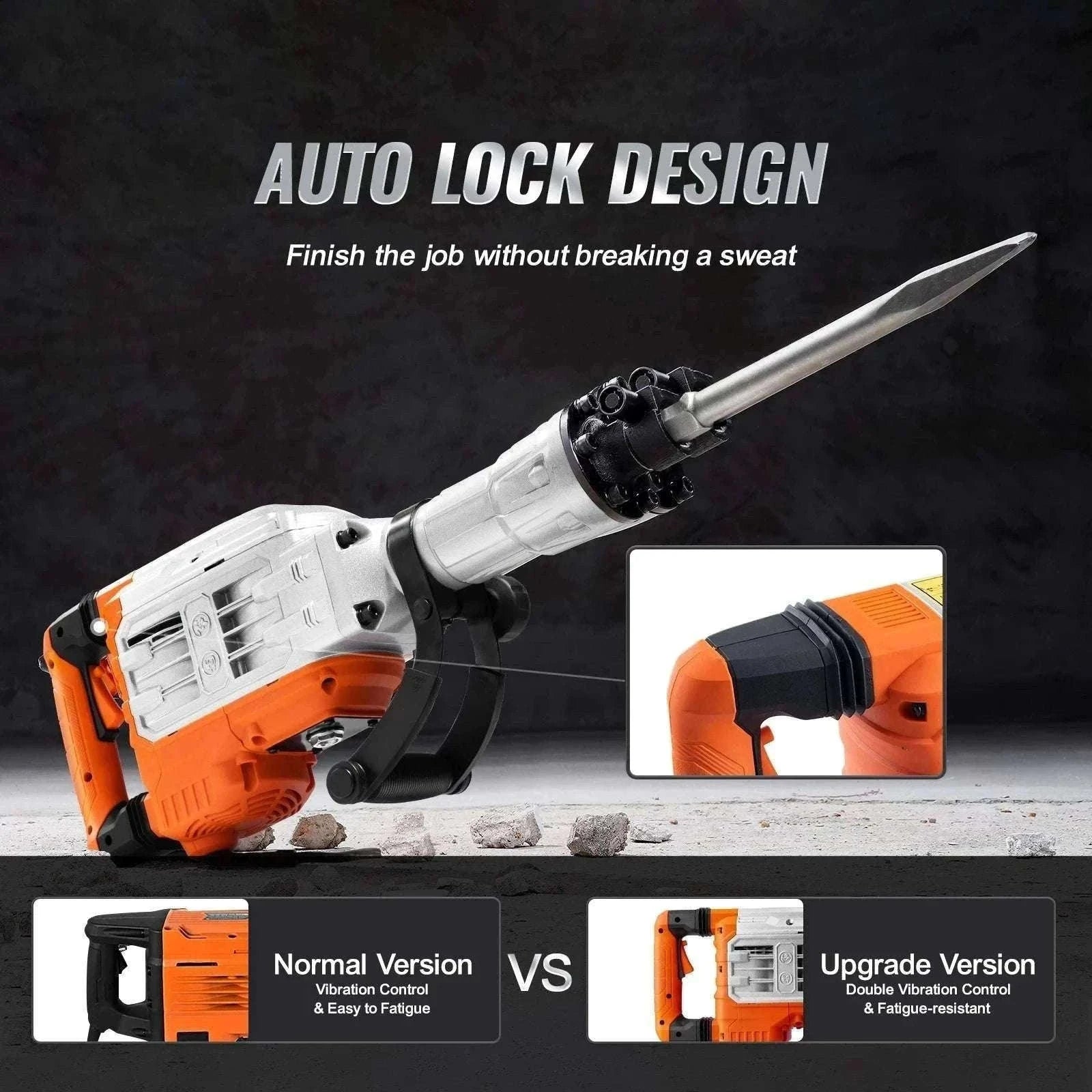 Electric Demolition Jack Hammer 1500W–3500W Concrete Breaker Kit-2200W 4 Chisel Bits / spain