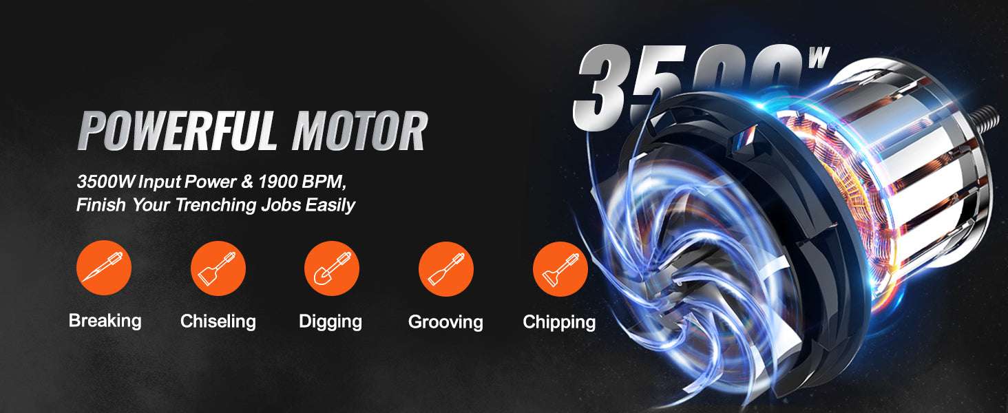 Electric Demolition Jack Hammer 1500W–3500W Concrete Breaker Kit-2200W 4 Chisel Bits / spain