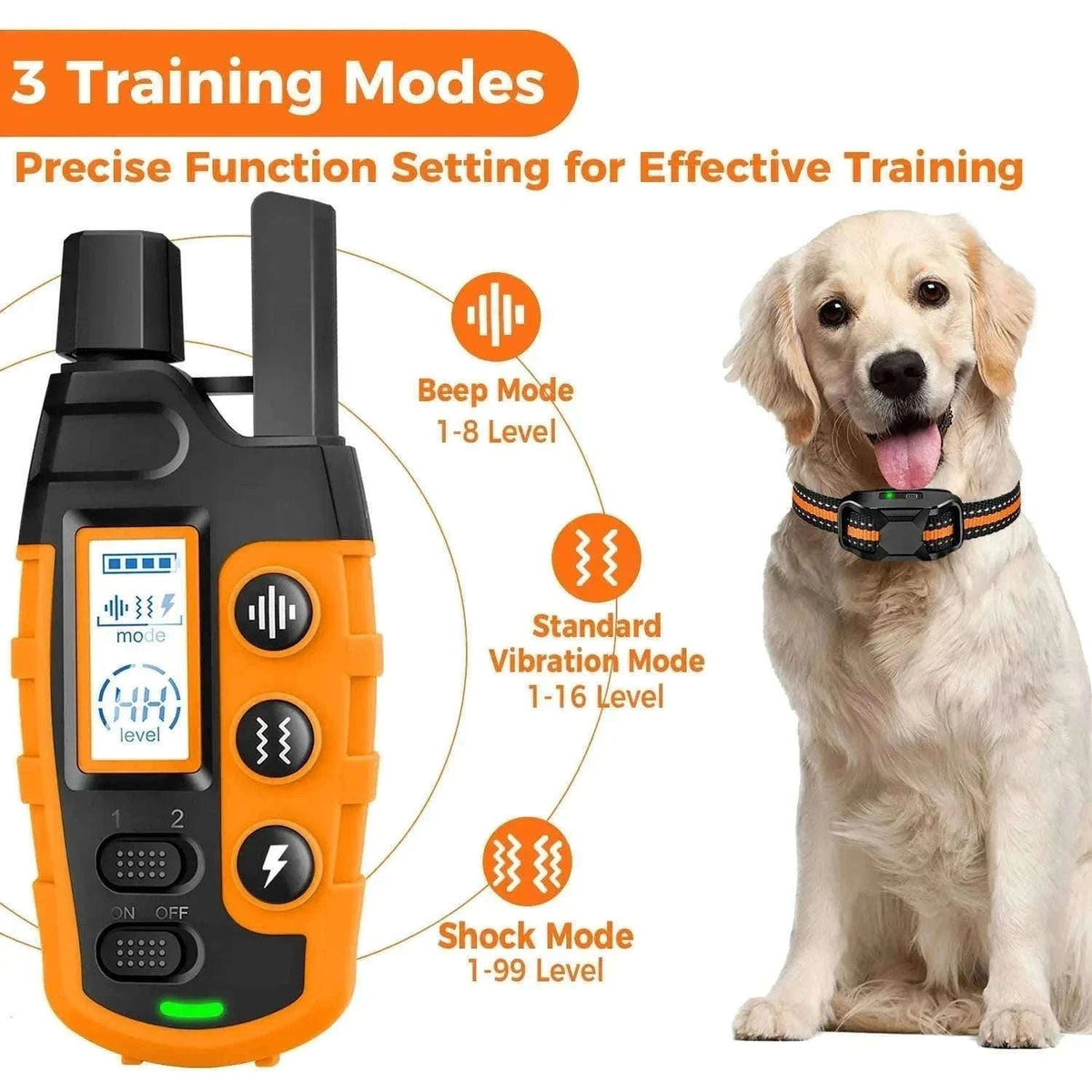 Electric Dog Training Collar with 3300Ft Waterproof Remote-For 2 Dogs
