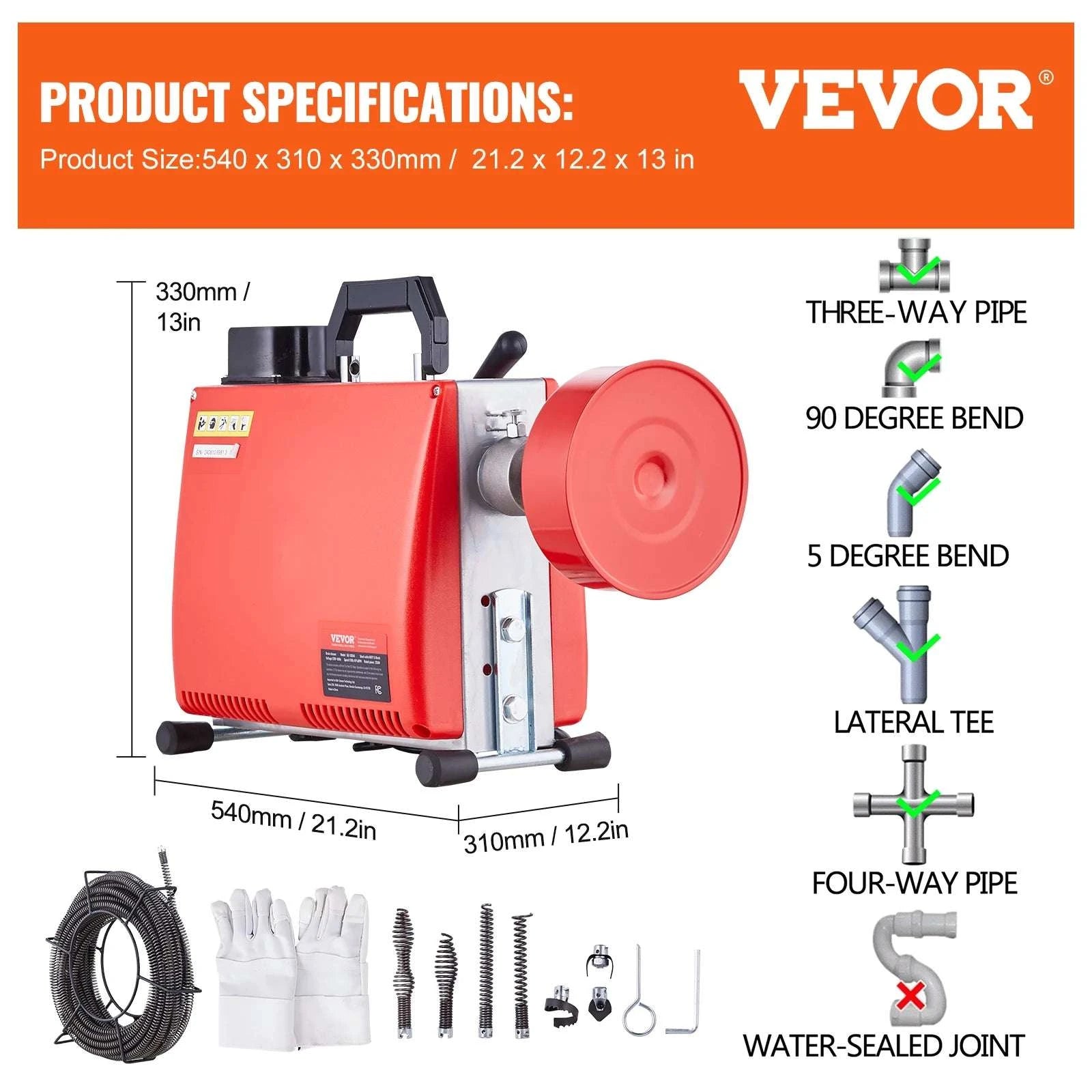 Electric Drain Cleaner Machine 250W Sewer Snake Auger with Cutters-250W / Poland