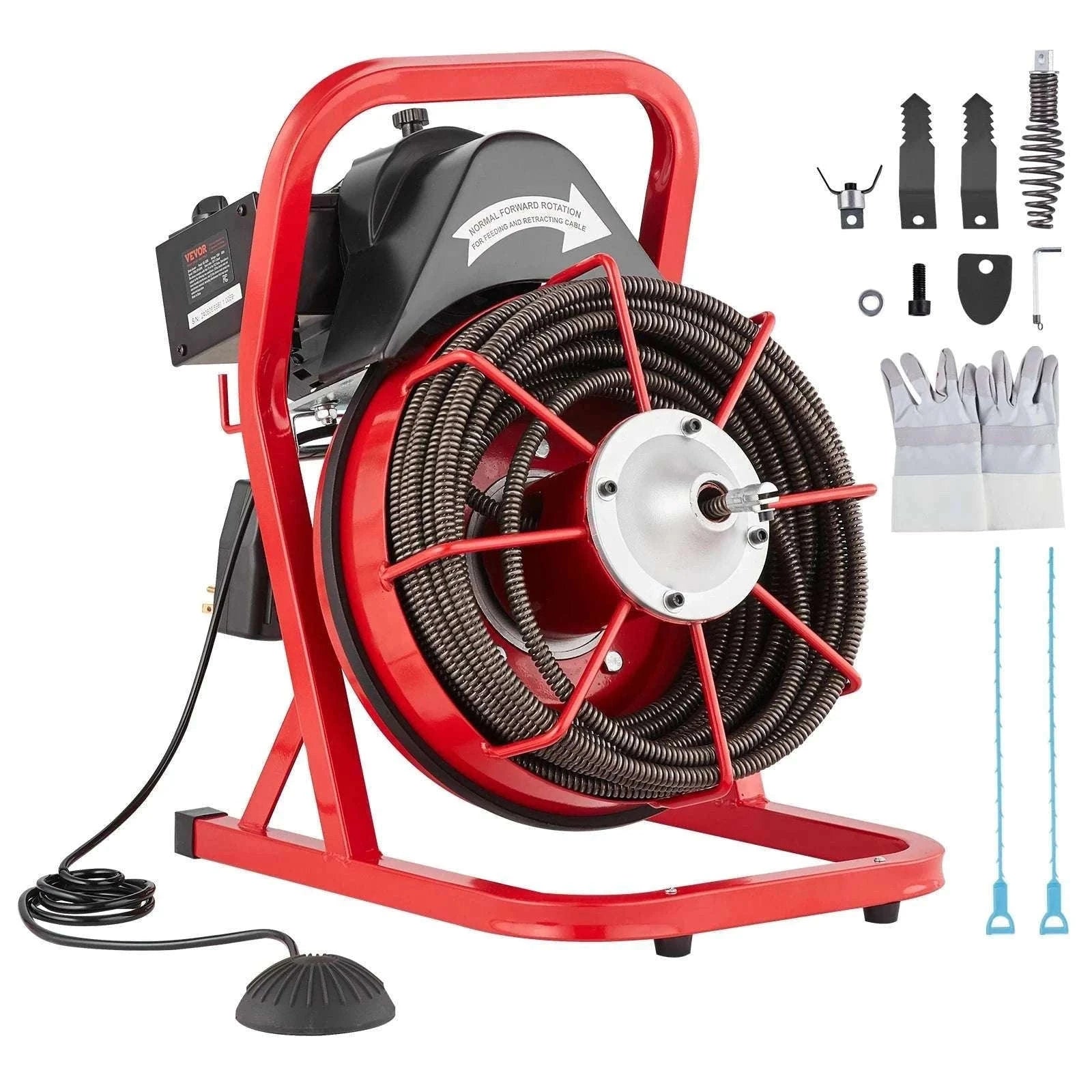 Electric Drain Cleaner Machine 75FT Sewer Snake Auger with Cutters-