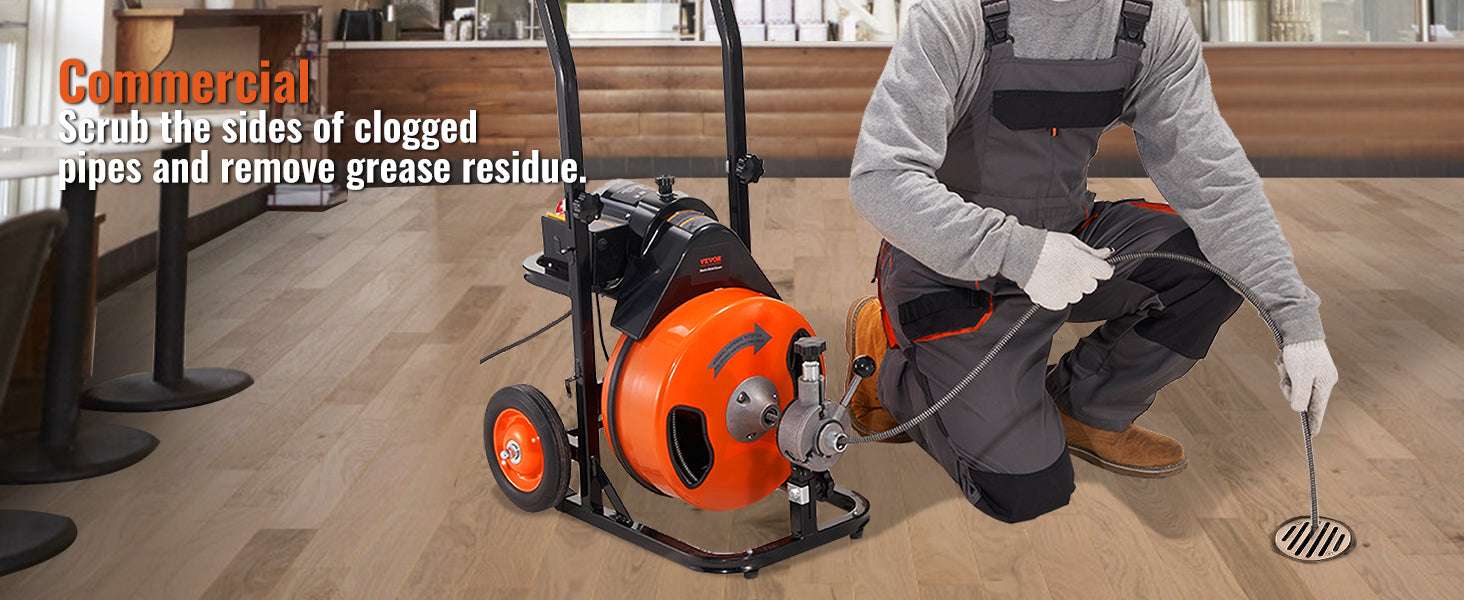 Electric Drain Cleaning Machine 75FT–100FT Sewer Snake with Auto Feed-75FT / Poland