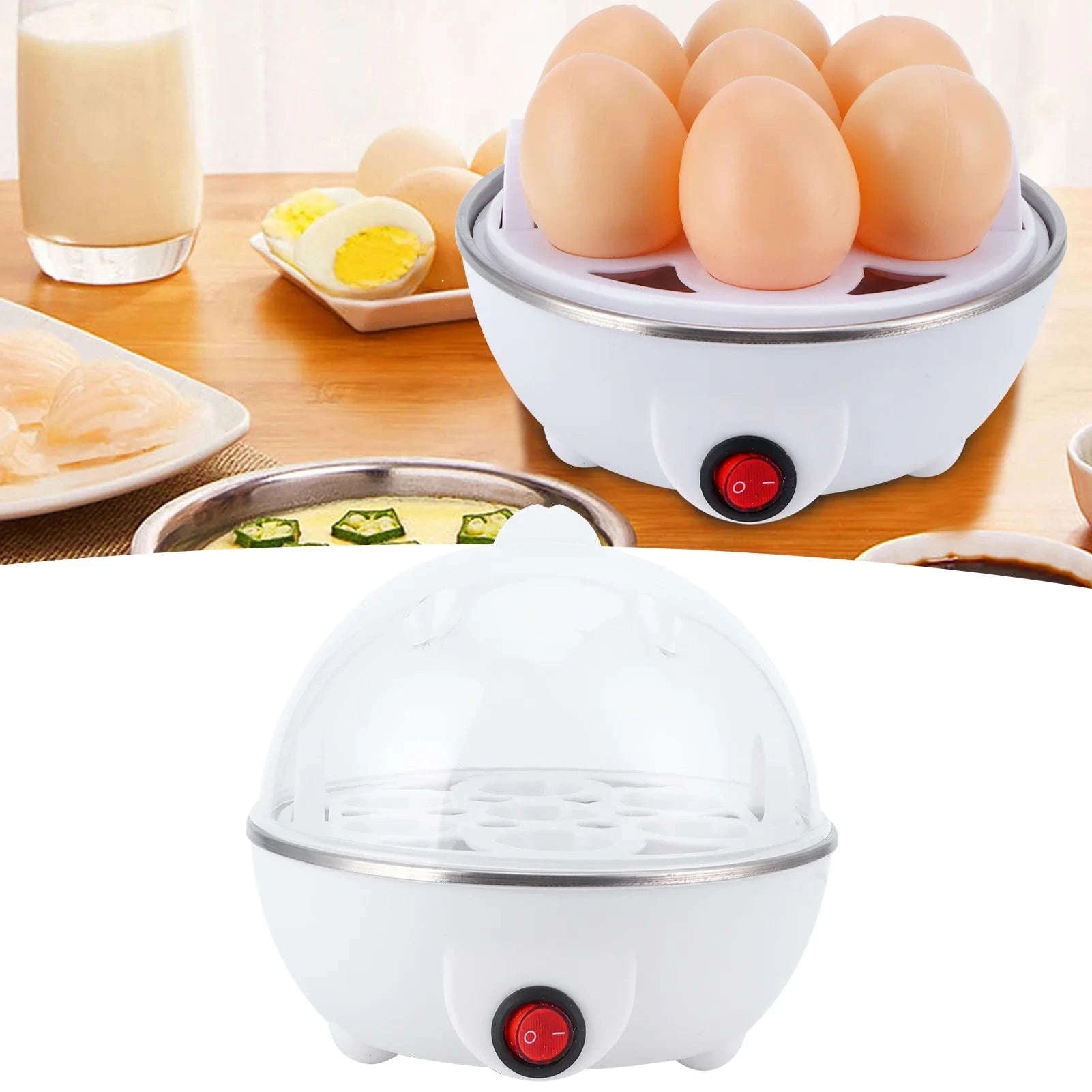 Electric Egg Boiler and Cooker-WHITE / L / US|United States