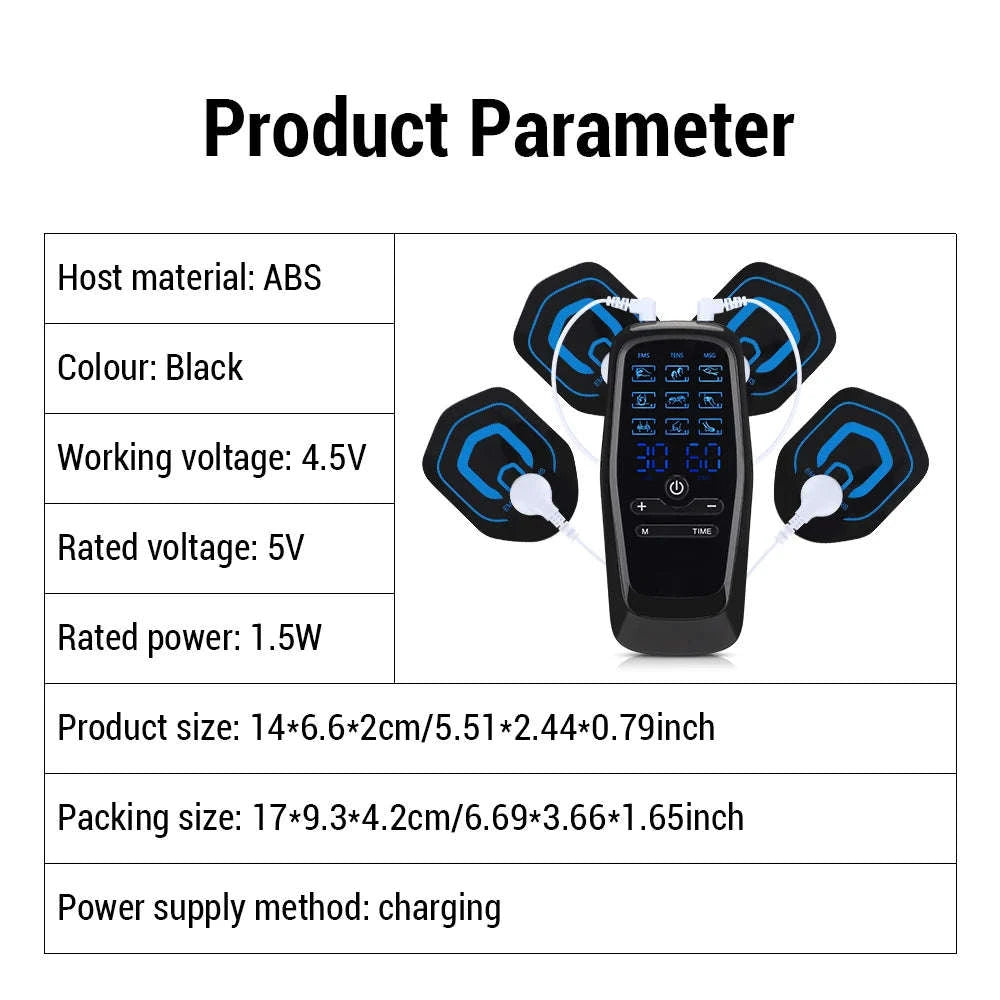 Electric EMS Acupuncture Body Massage Stimulator-Piano Black / China Mainland