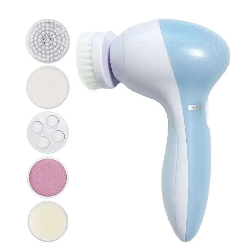 Electric Facial Cleaner 5-in-1 Brush for Daily Skincare-Pink