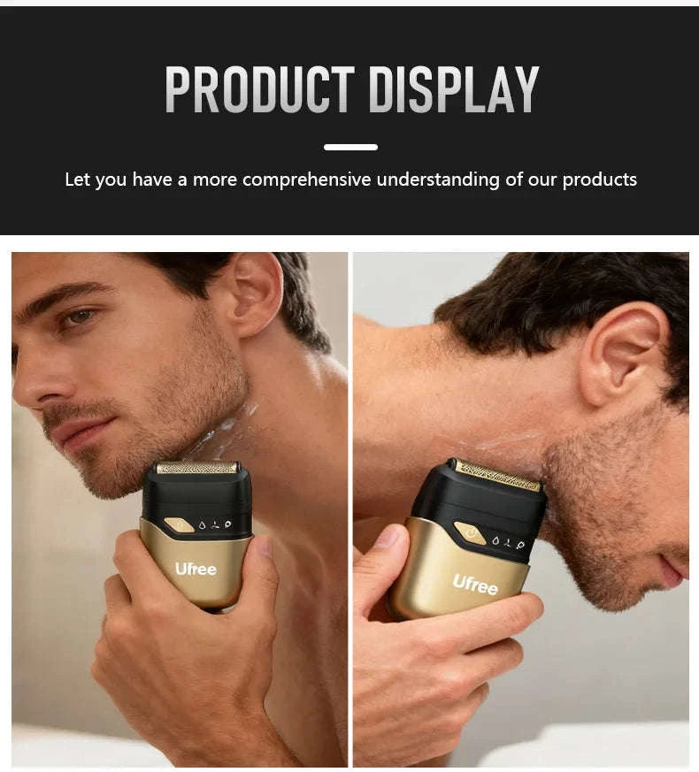 Electric Foil Shaver for Men, Wet & Dry Cordless Razor Twin Heads-Gold / United States / JP
