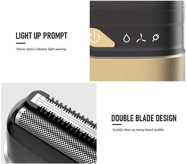Electric Foil Shaver for Men, Wet & Dry Cordless Razor Twin Heads-Gold / United States / JP