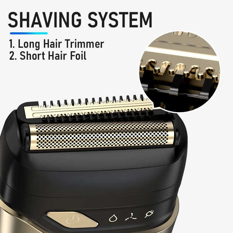 Electric Foil Shaver for Men, Wet & Dry Cordless Razor Twin Heads-Gold / United States / JP