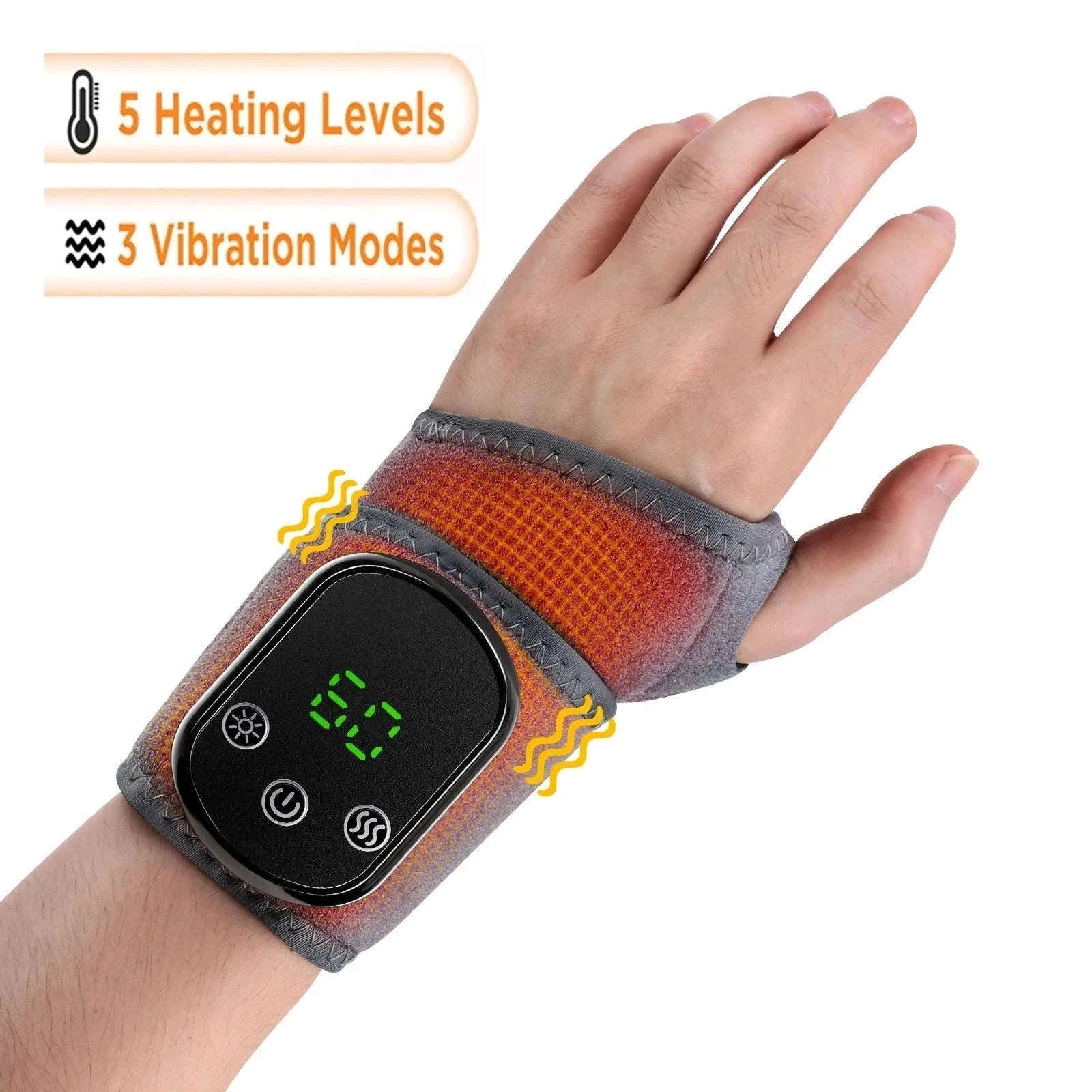 Electric Foot and Hand Massager with Heat and Vibration-Grey Wrist-5 level