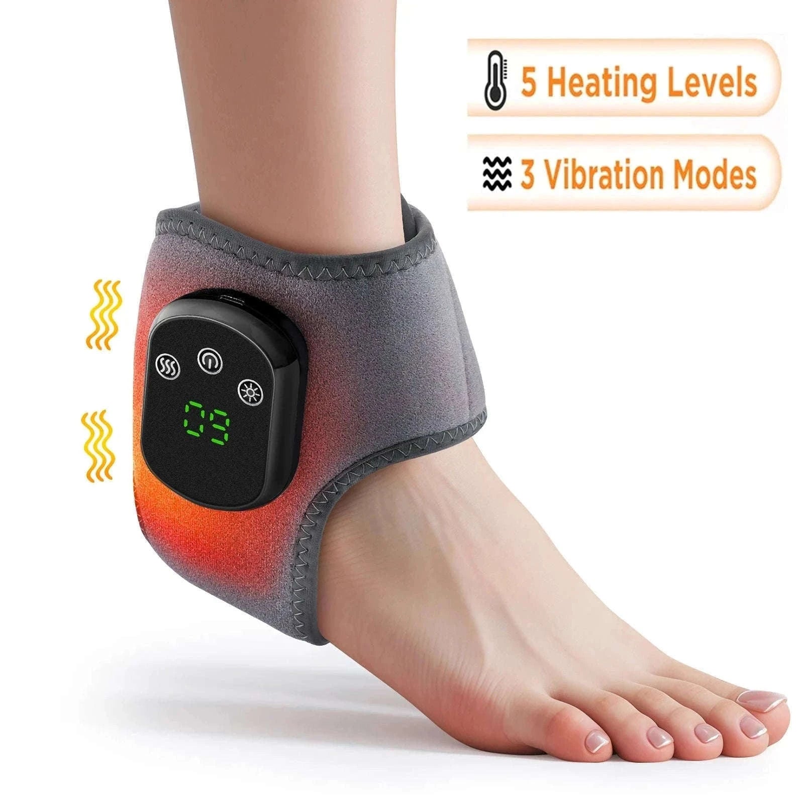 Electric Foot and Hand Massager with Heat and Vibration-Grey Wrist-5 level