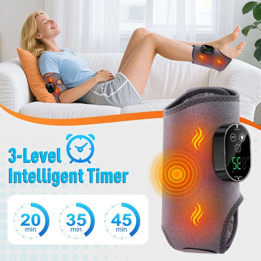 Electric Foot and Hand Massager with Heating and Vibration Support-Grey Wrist-5 level