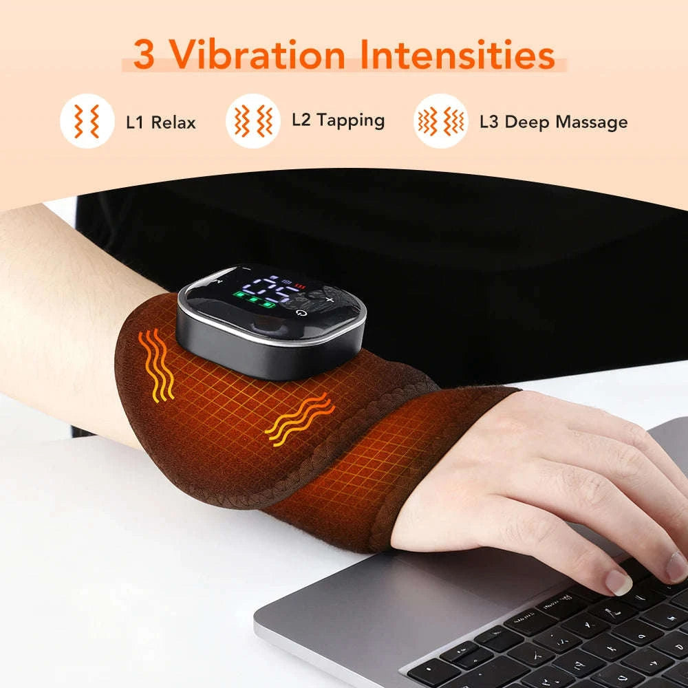 Electric Foot and Hand Massager with Heating and Vibration Support-Grey Wrist-5 level