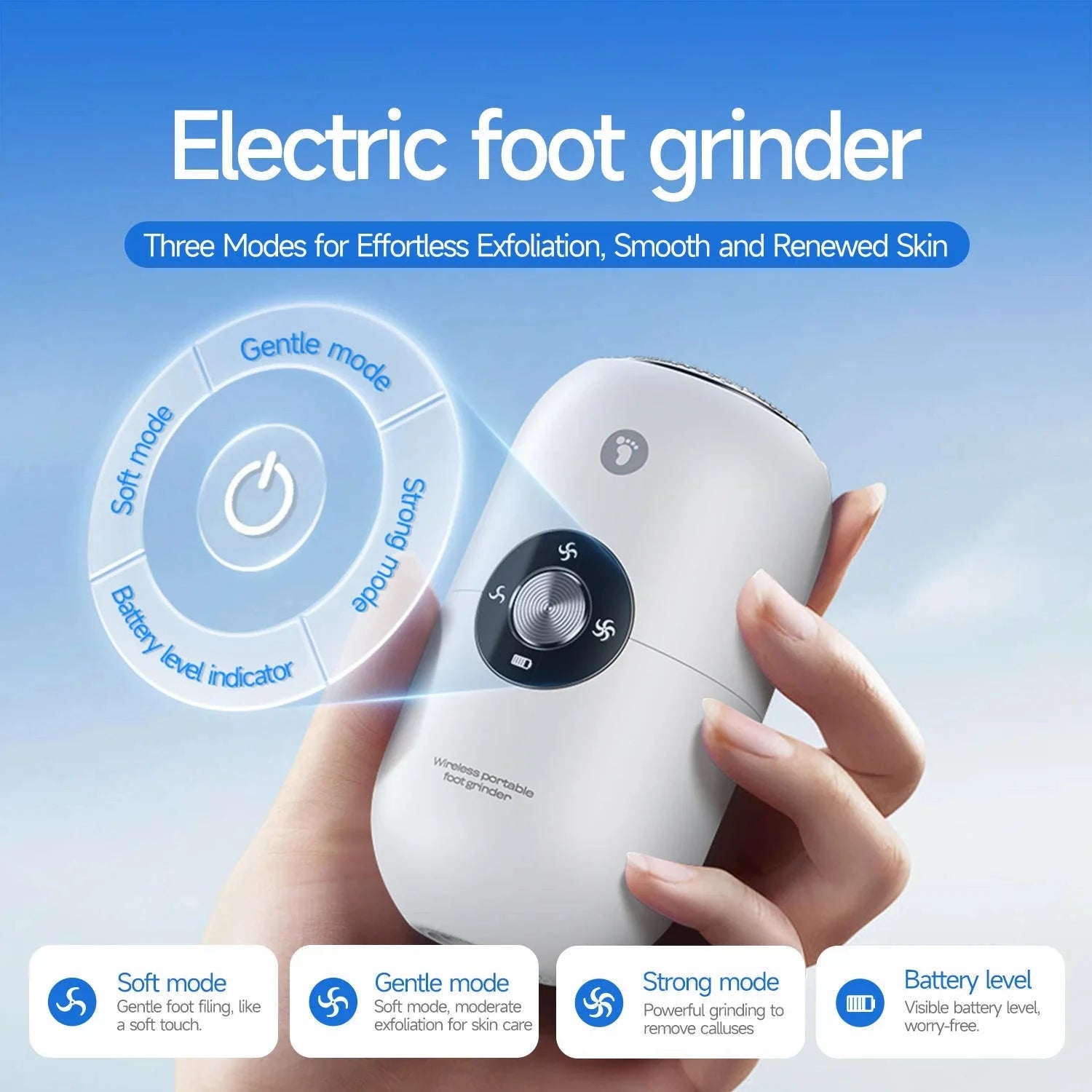 Electric Foot Callus Remover Kit Rechargeable Waterproof Pedicure Tool-black