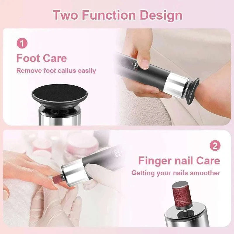 Electric Foot Grinder 2-in-1 Callus Remover & Nail Polisher-Black