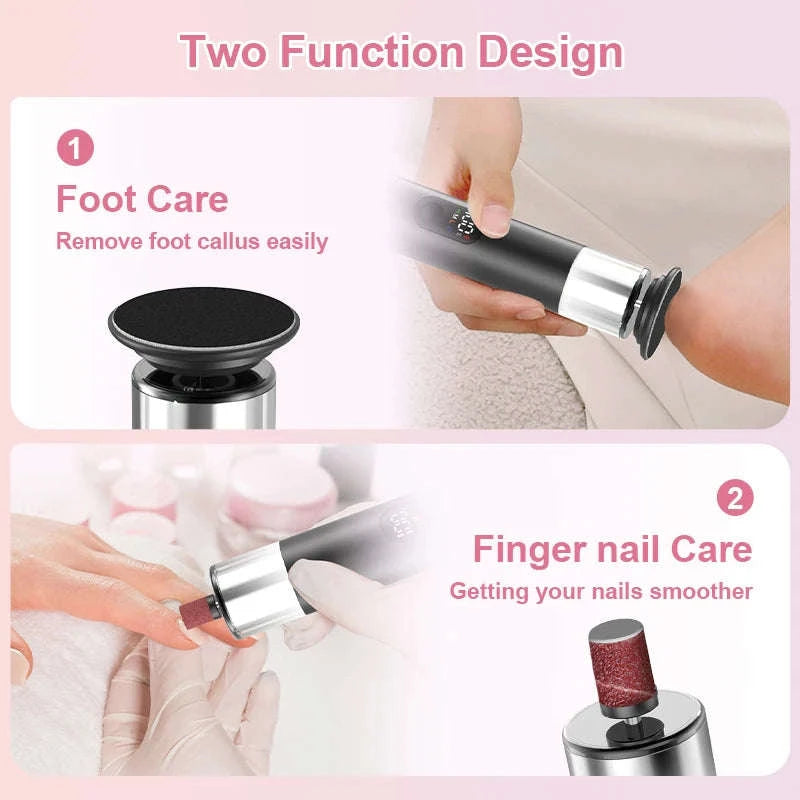 Electric Foot Grinder 2-in-1 Callus Remover & Nail Polisher-Black