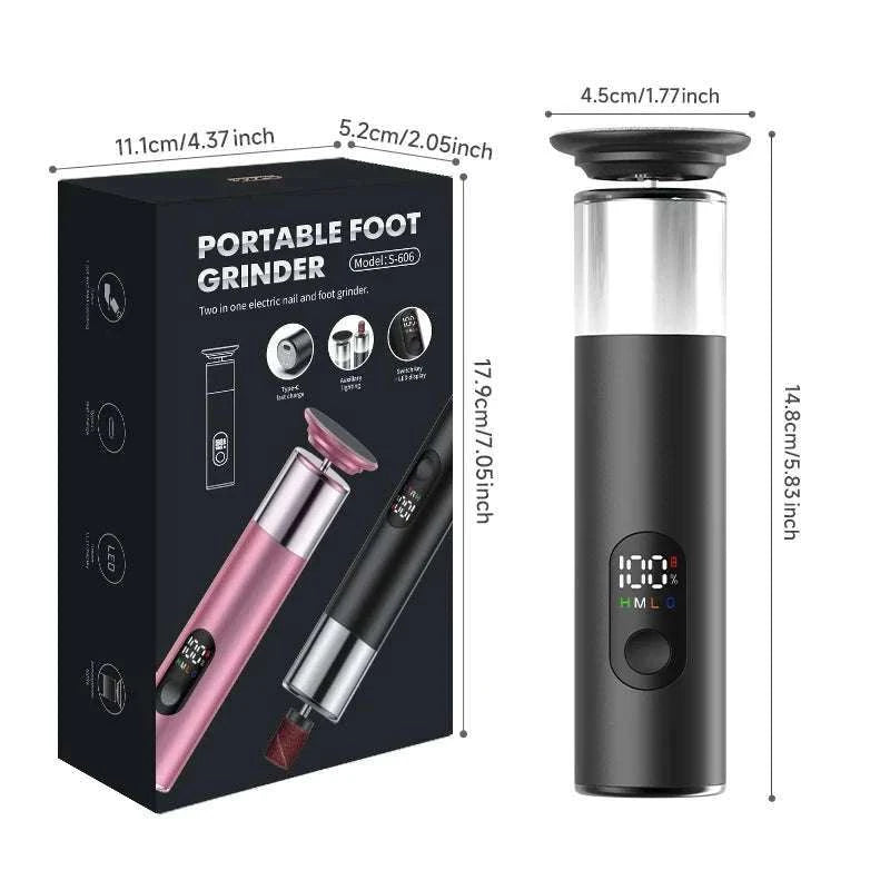 Electric Foot Grinder 2-in-1 Callus Remover & Nail Polisher-Black