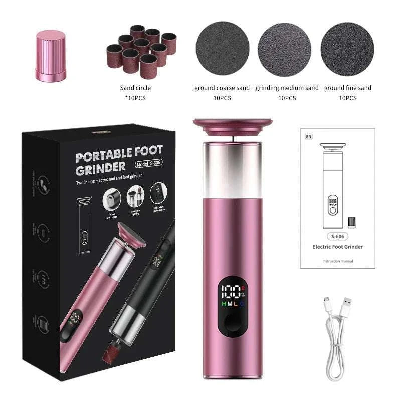 Electric Foot Grinder 2-in-1 Callus Remover & Nail Polisher-Black