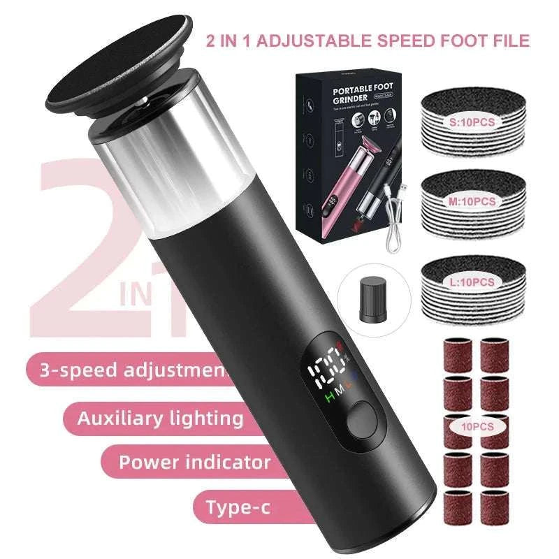 Electric Foot Grinder 2-in-1 Callus Remover & Nail Polisher-