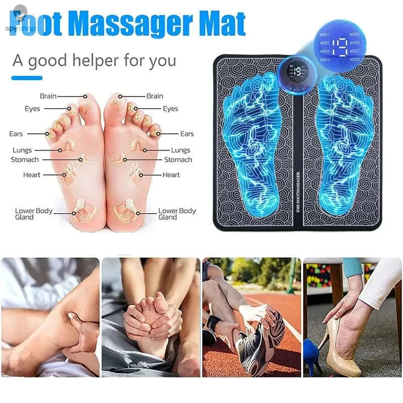 Electric Foot Massager Pad Muscle Massage Relaxation Trainer For Massage Fitness Outdoor Sport Home Family Relax-Black