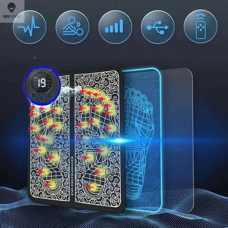 Electric Foot Massager Pad Muscle Massage Relaxation Trainer For Massage Fitness Outdoor Sport Home Family Relax-Black