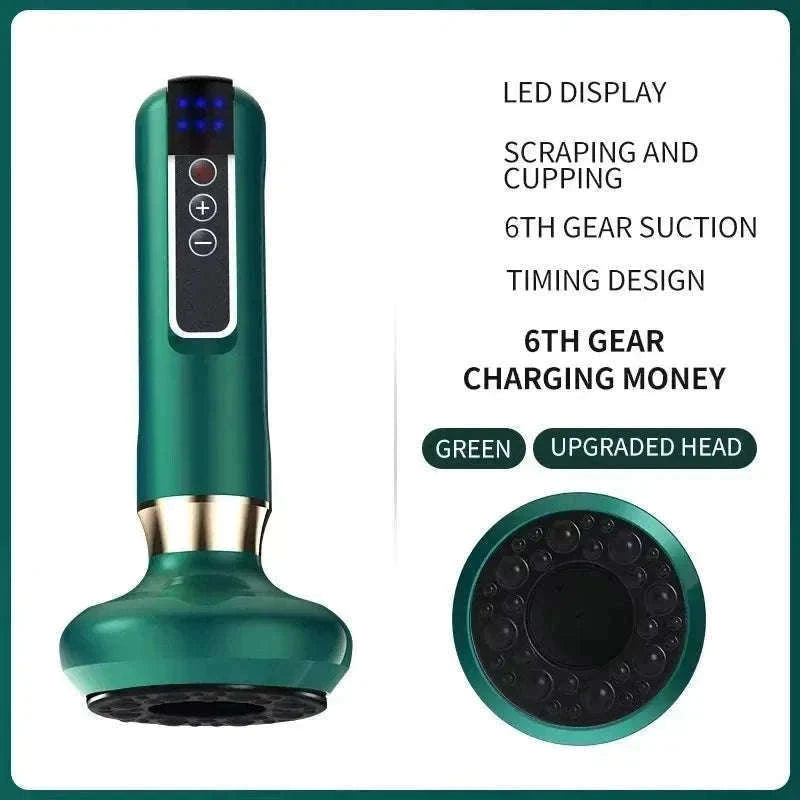 Electric GuaSha Vacuum Massager with Infrared Heat-A12-12  Green