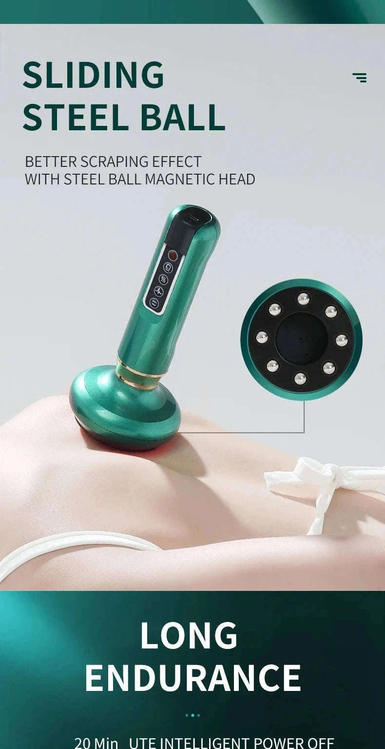 Electric GuaSha Vacuum Massager with Infrared Heat-A12-12  Green
