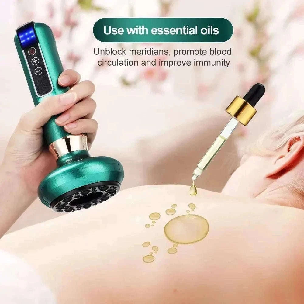 Electric GuaSha Vacuum Massager with Infrared Heat-A12-12  Green