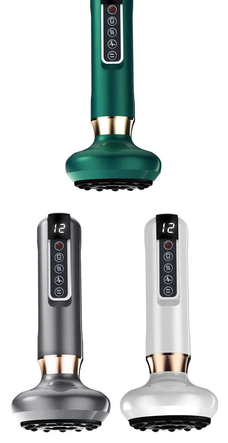 Electric GuaSha Vacuum Massager with Infrared Heat-A12-12  Green