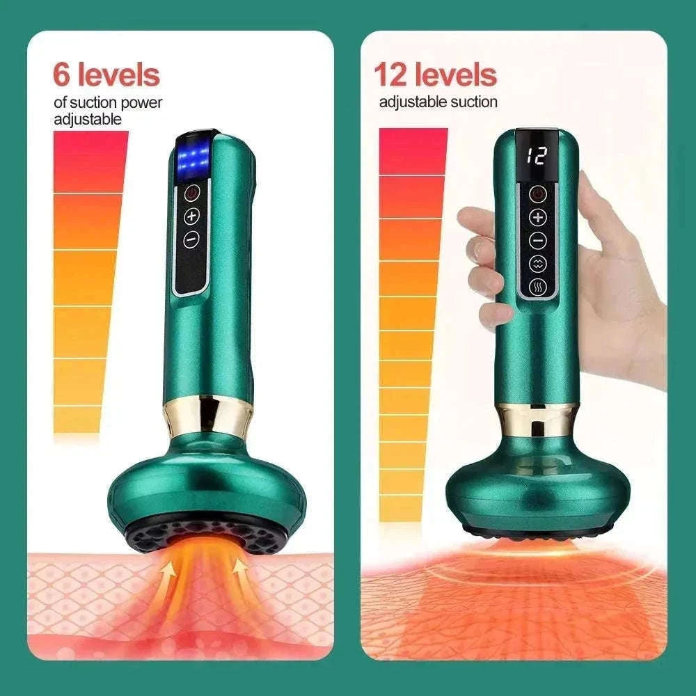 Electric GuaSha Vacuum Massager with Infrared Heat-A12-12  Green