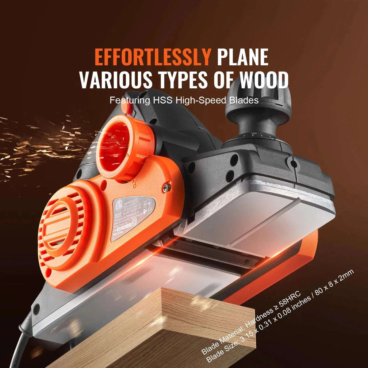 Electric Hand Planer 3-1/4" 16500 RPM Corded Wood Planing Tool-6A 120V / GERMANY