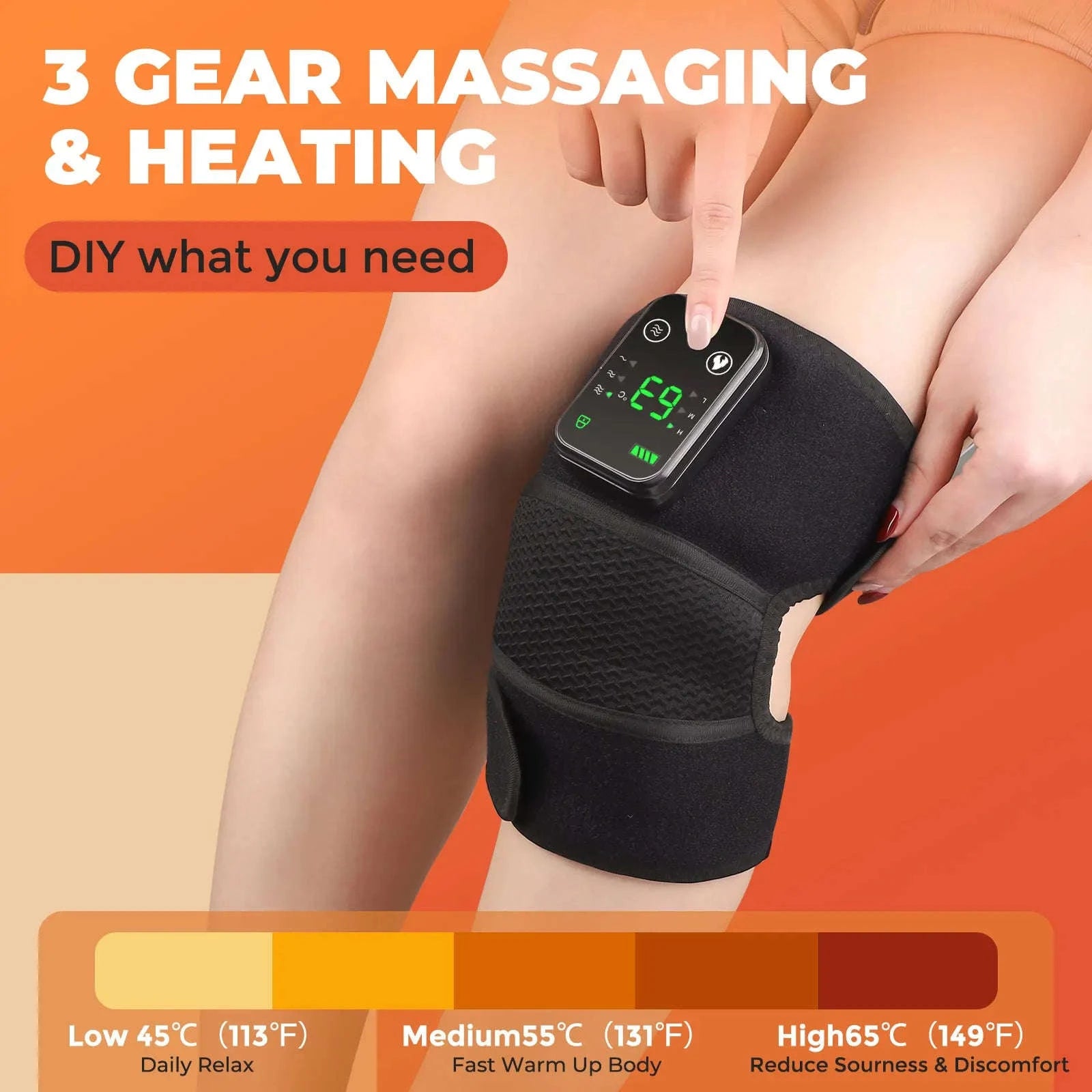 Electric Heated Vibration Knee Massage Pad-TypeC -only knee / 2PCS-1 pair / CN