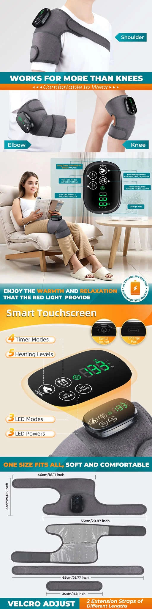 Electric Heated Vibration Knee Massage Pad-TypeC -only knee / 2PCS-1 pair / CN