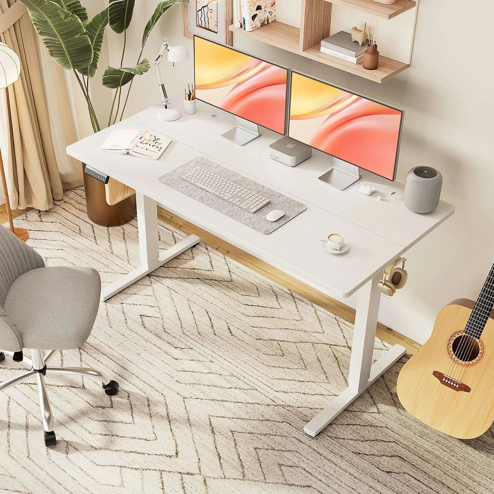 Electric Height Adjustable Standing Desk with Memory Settings-Chocolate / United States