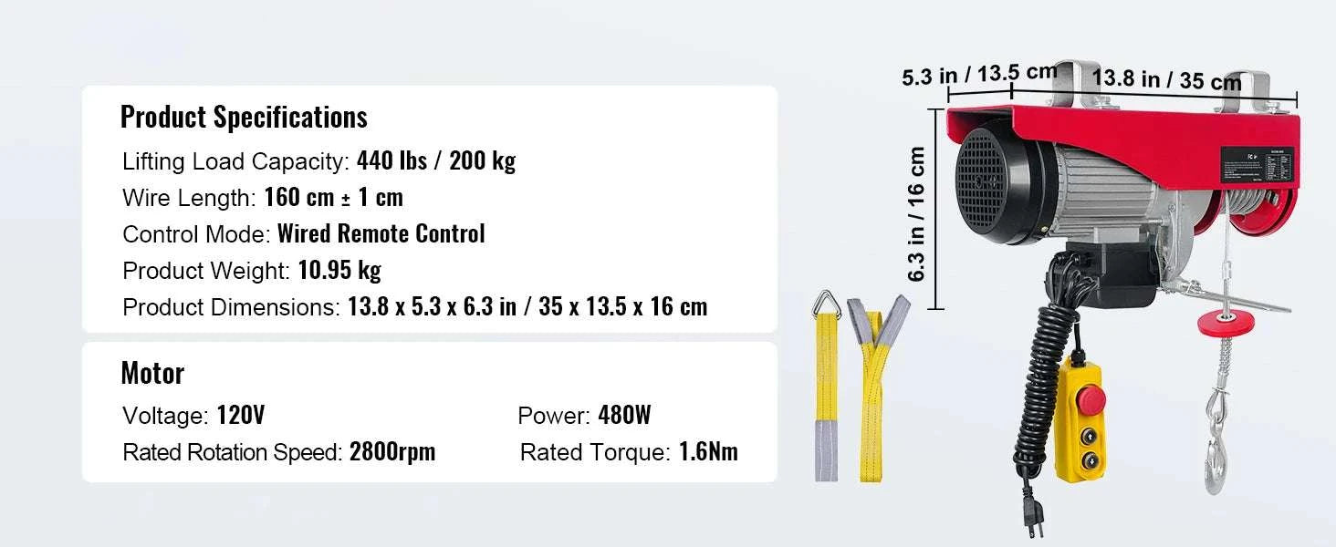 Electric Hoist 200–800kg with Remote Control for Garage Lifting-Wireless 600kg / United States