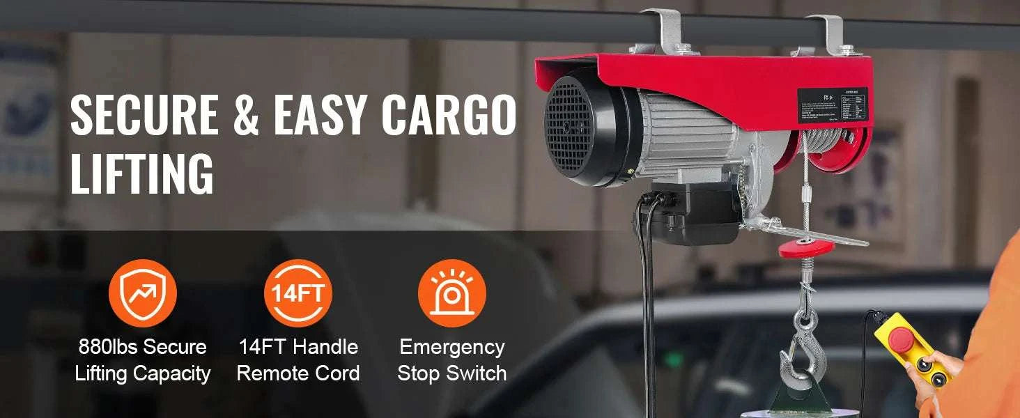 Electric Hoist 200–800kg with Remote Control for Garage Lifting-Wireless 600kg / United States