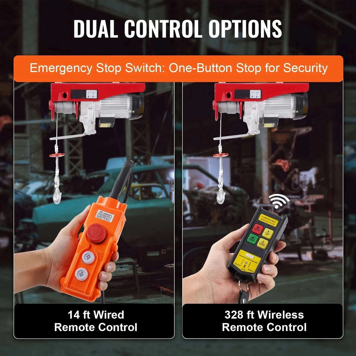 Electric Hoist 2200 lbs with Wireless & Wired Control Crane-2200lbs / United States