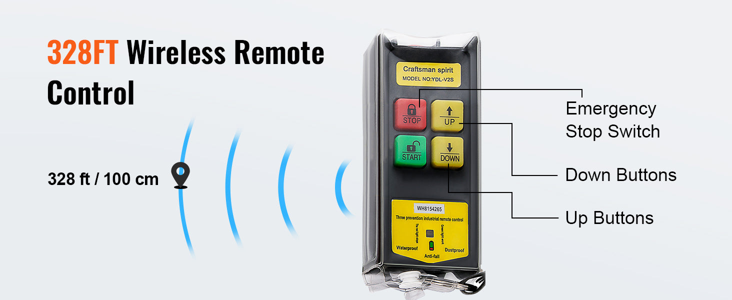 2200 lb Electric Hoist with Wireless Remote & 1600W Motor