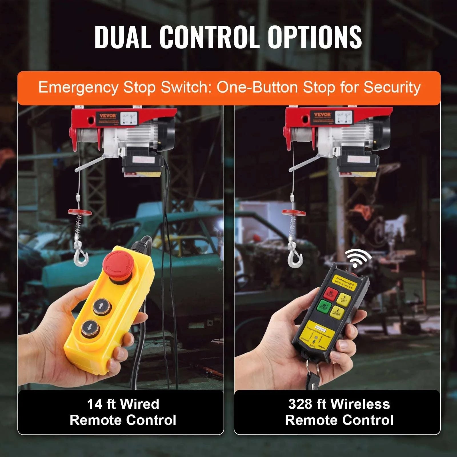 Electric Hoist Crane 1320 lbs with Wireless Remote 328 ft Range-1320lbs / United States