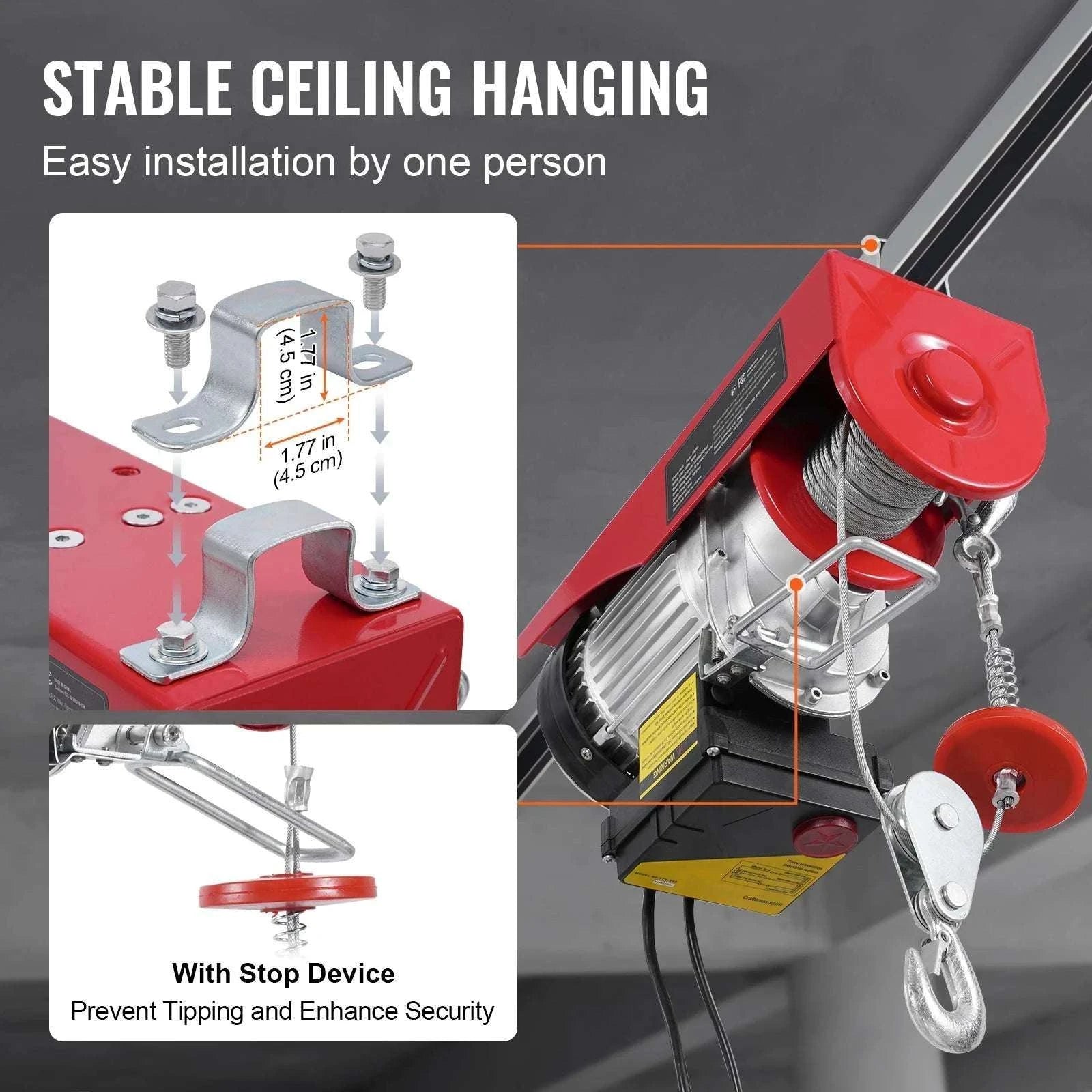 Electric Hoist Crane 1320 lbs with Wireless Remote 328 ft Range-1320lbs / United States
