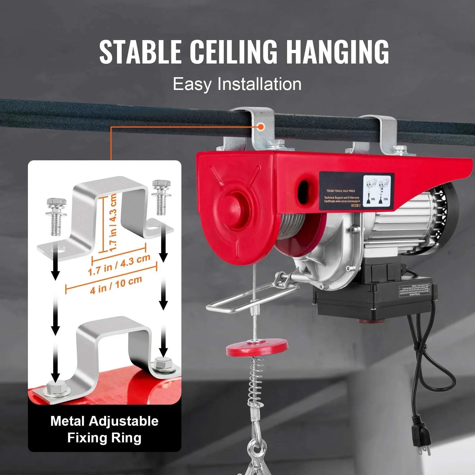 Electric Hoist Winch 400–1000kg with Remote Control for Garage Use-Wireless 600kg / spain