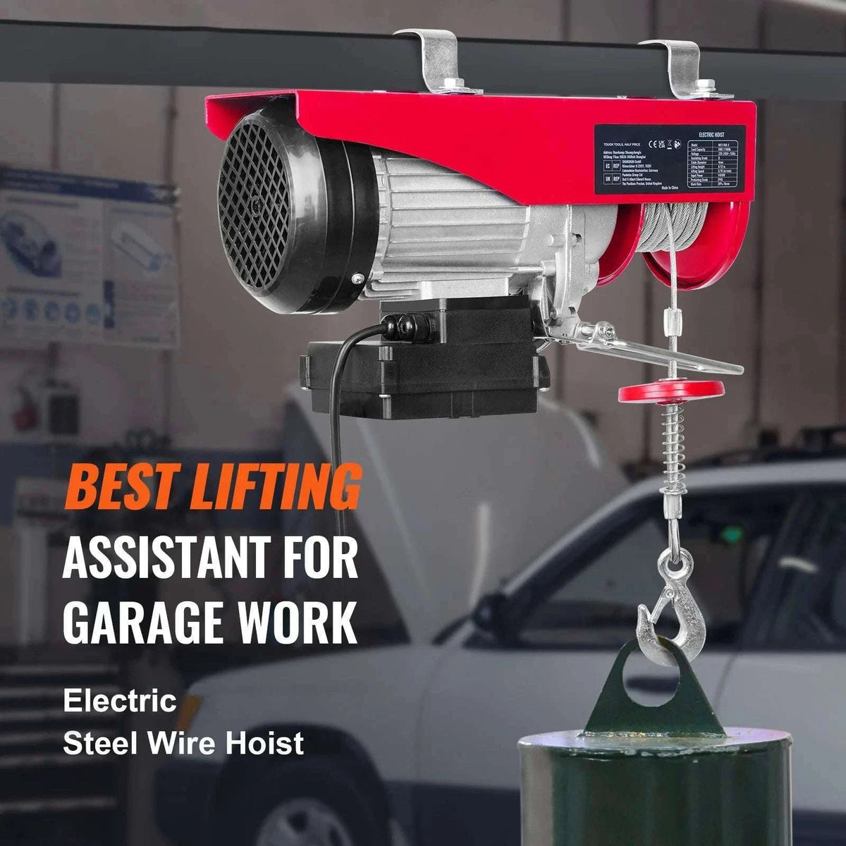 Electric Hoist Winch 400–1000kg with Remote Control for Garage Use-Wireless 600kg / spain