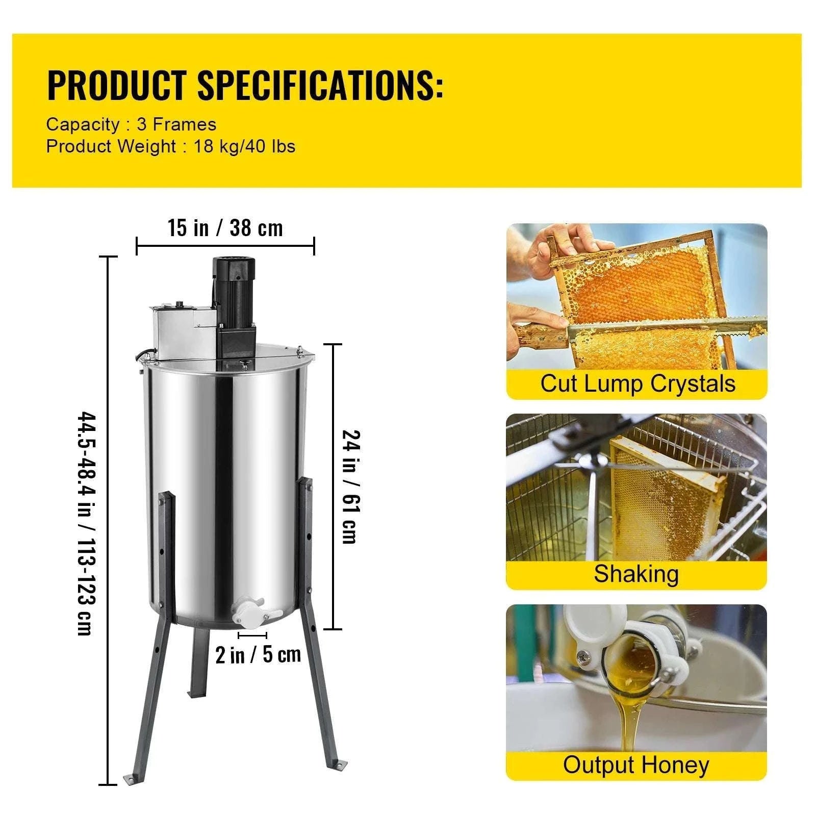 Electric Honey Extractor 2/4 Frame Stainless Steel Beekeeping Spinner-2-4 Frame Electric / GERMANY