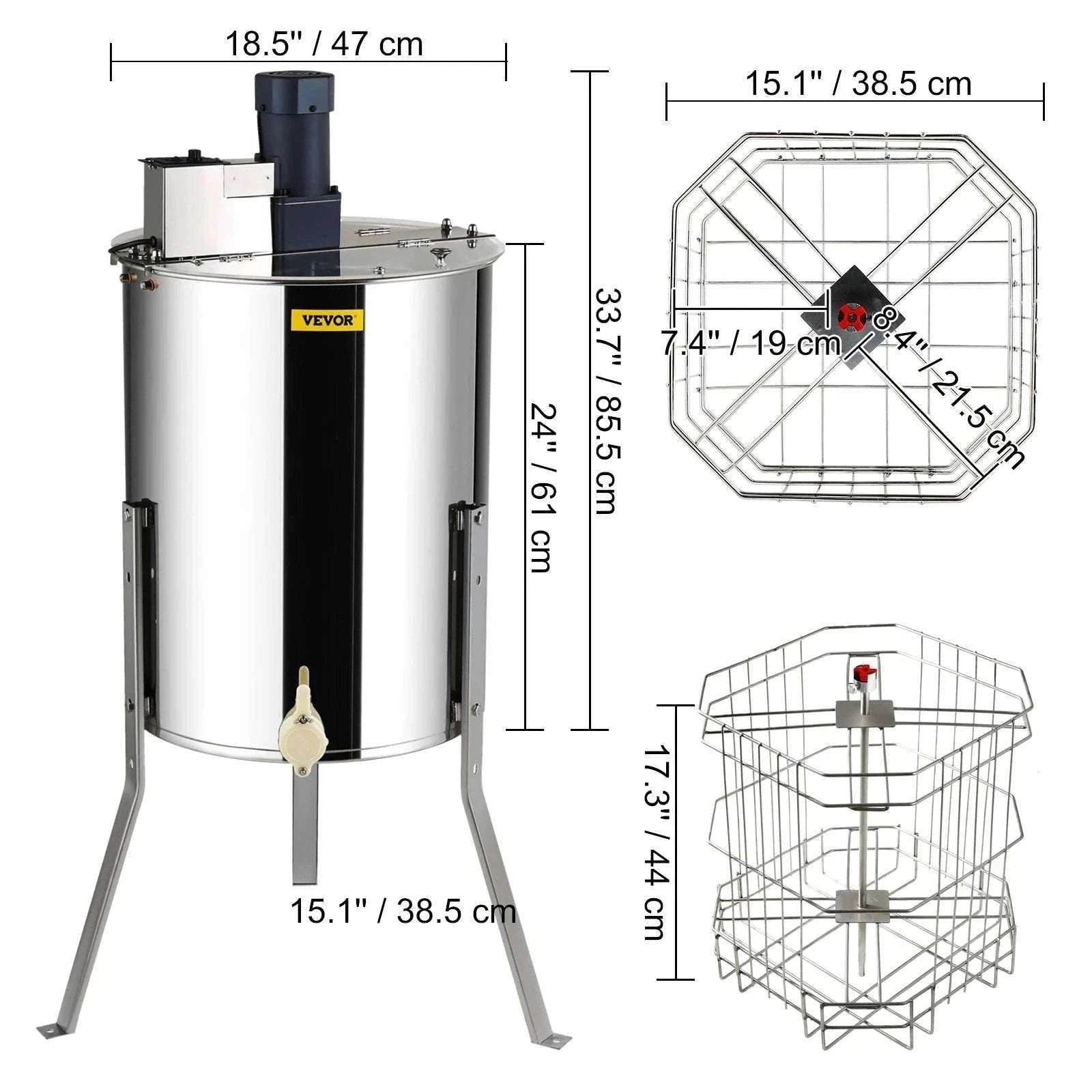 Electric Honey Extractor 2/4 Frame Stainless Steel Beekeeping Spinner-2-4 Frame Electric / GERMANY