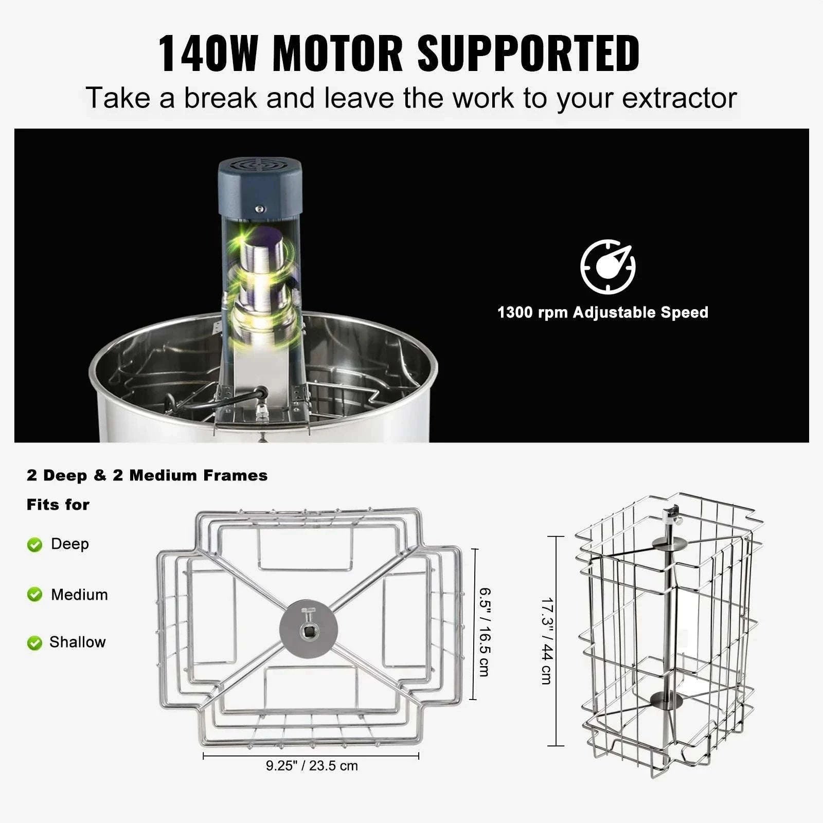 Electric Honey Extractor 2/4 Frame Stainless Steel Beekeeping Spinner-2-4 Frame Electric / GERMANY